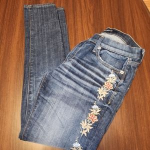 Driftwood Skinny Jeans Size 28 Women's Floral Floral Embroidered Legs Dark